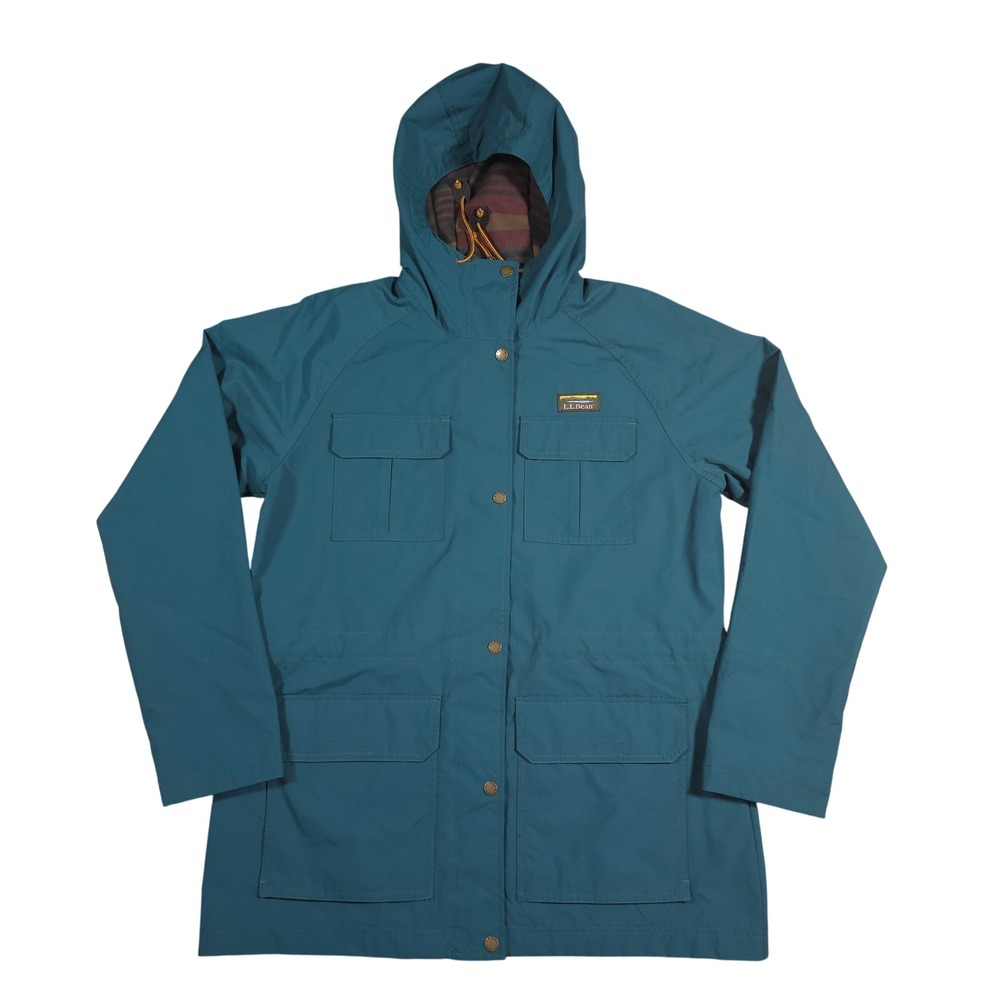 LL Bean Womens Mountain Classic Anorak Field Jacket Teal Blue L Regular 510332